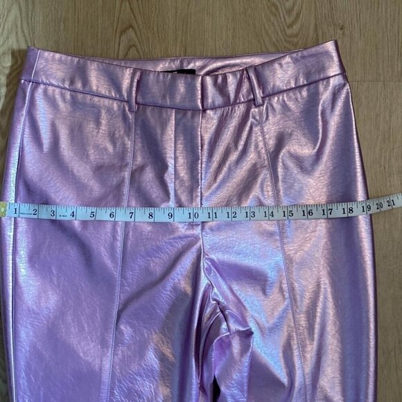 7 For All Mankind Metallic Pink Faux Leather Pants Barbiecore - Picture 6 of 10